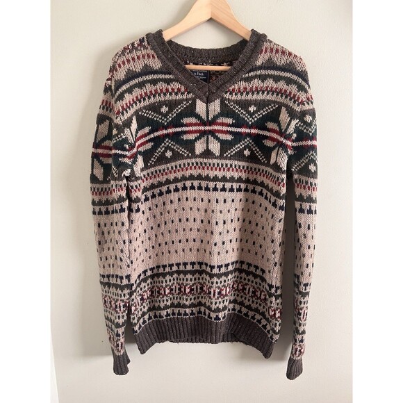 Abercrombie And Fitch Men’s Sweater Size Large V- Neck Marino Wool Blend - Picture 1 of 6